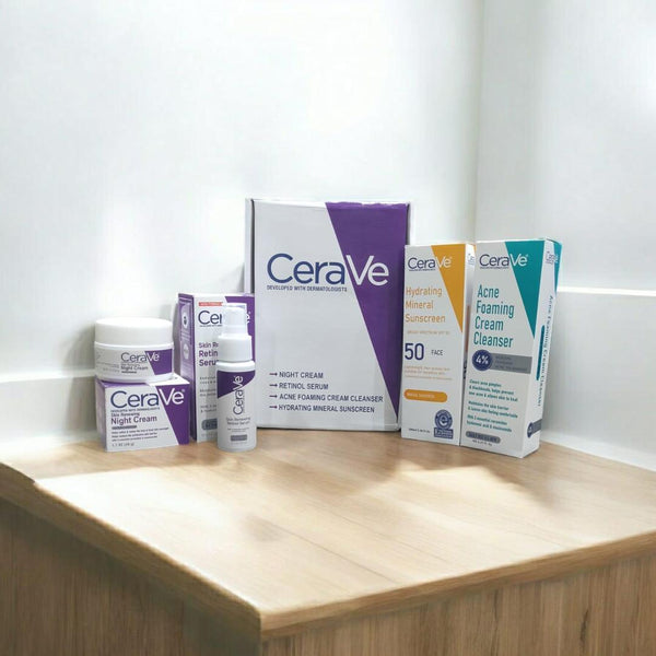Ultimate 4 in 1 Skincare Bundle - Night Cream, Sunscreen, Facial Cleanser & Face Serum