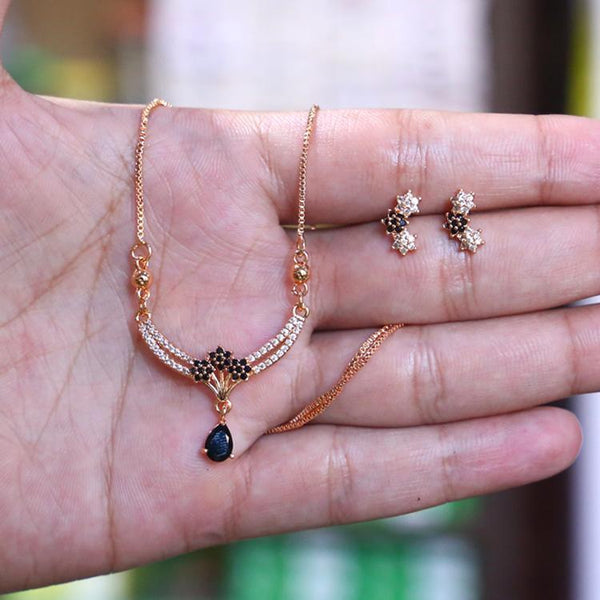 Fancy 1 Carat Gold Plated Crystal Pendant Set