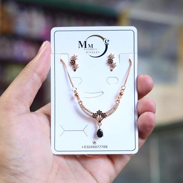 Fancy 1 Carat Gold Plated Crystal Pendant Set