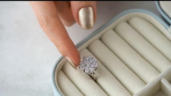 Rotating Silver Plated Zircon Adjustable Ring