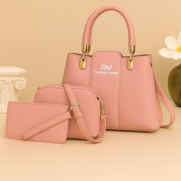 Women's Rexine Plain Hand Bag Set