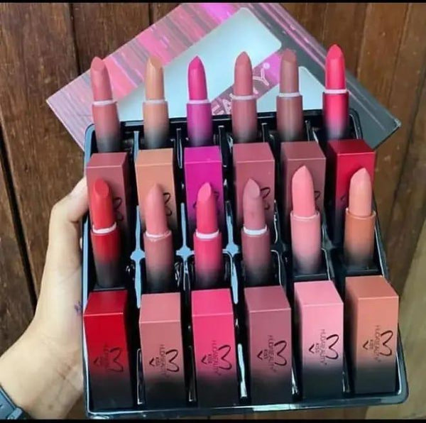 Bold Coverage Multicolor Lipstick - 12 Pcs Matte Finish
