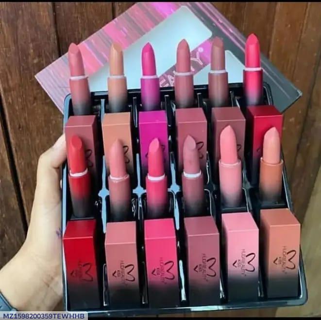 Bold Coverage Multicolor Lipstick - 12 Pcs Matte Finish