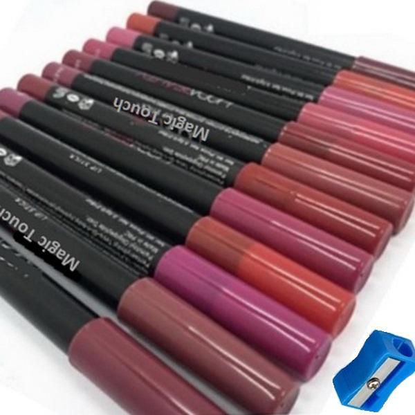 Thick Matte Lipstick Lip Liners Pack Of 12 - Multicolor Lip & Eye Pencil Kit For Women Matte Pencils