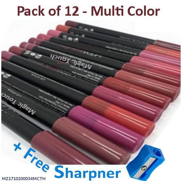 Thick Matte Lipstick Lip Liners Pack Of 12 - Multicolor Lip & Eye Pencil Kit For Women Matte Pencils