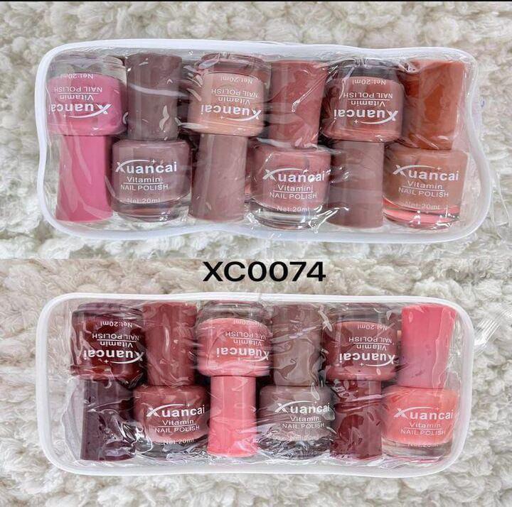 Nude Long Lasting Nail Polish, Pack of 12 with bag