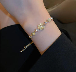 For girls Gold Plated Flower Charm Bracelet