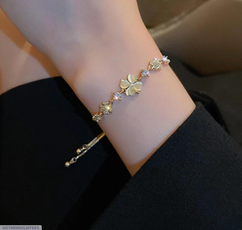 For girls Gold Plated Flower Charm Bracelet