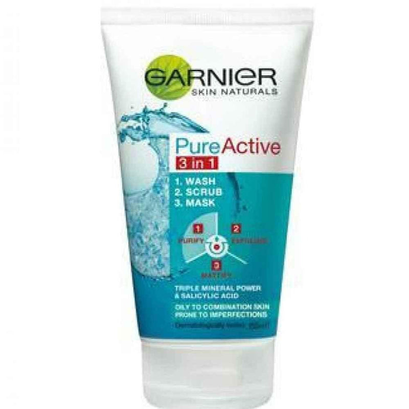 Garnier Whitening Pure Active 3 in 1 Face Wash – 100ml (1 Pc)